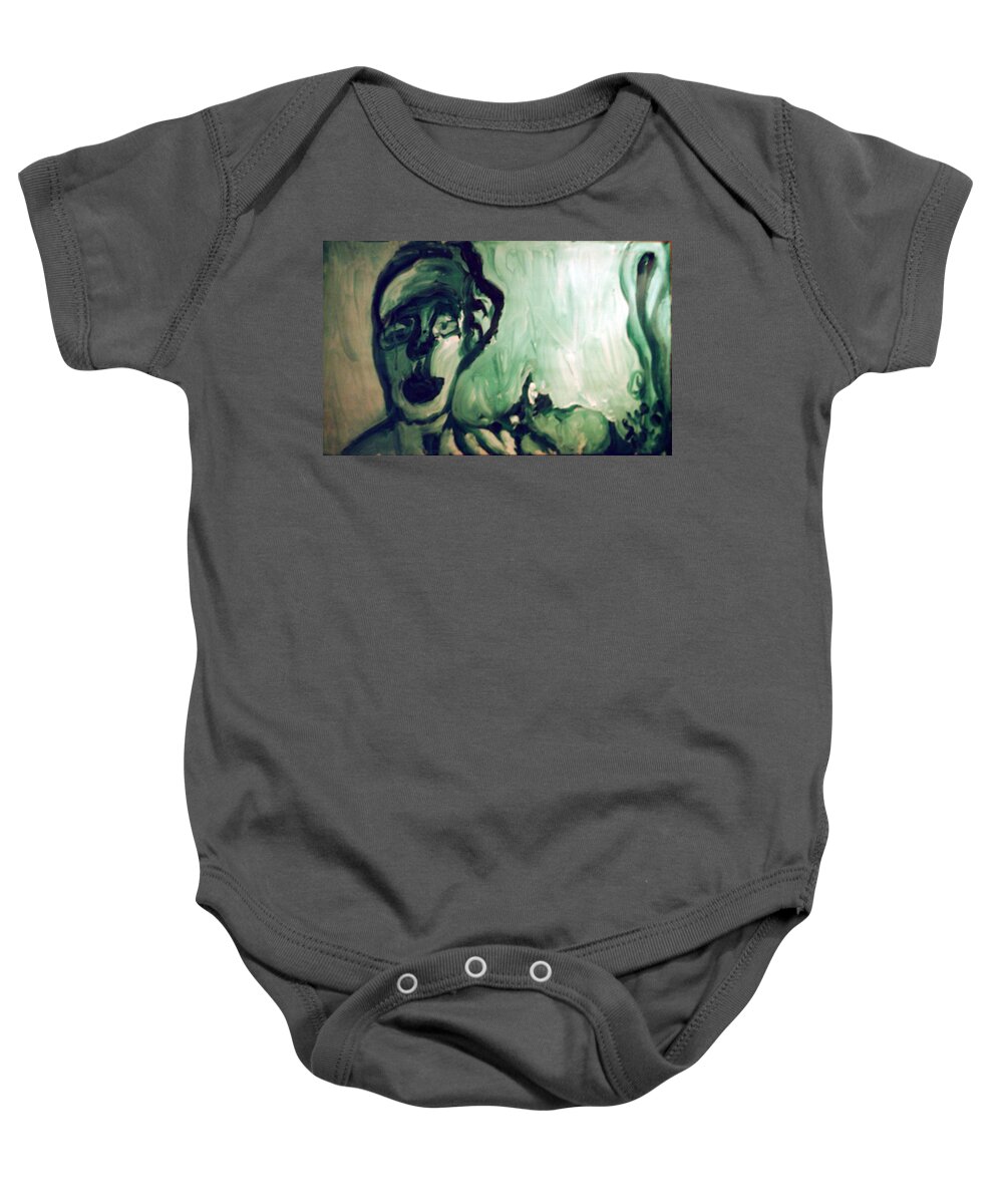 Green Baby Onesie featuring the painting The Green Queen by Shea Holliman