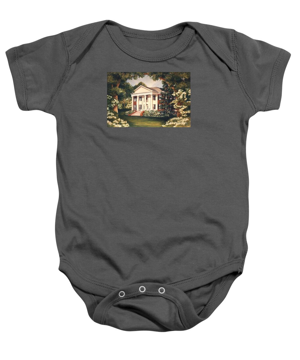 Grove Baby Onesie featuring the painting The Grove Tallahassee Florida by Audrey Peaty