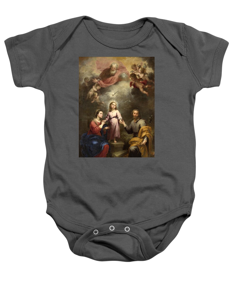 Bartolome Esteban Murillo Baby Onesie featuring the painting The Heavenly and Earthly Trinities by Bartolome Esteban Murillo