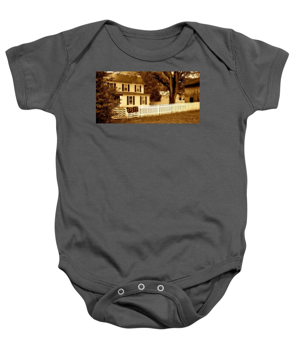 Home Baby Onesie featuring the photograph The Old Homestead by Jean Goodwin Brooks