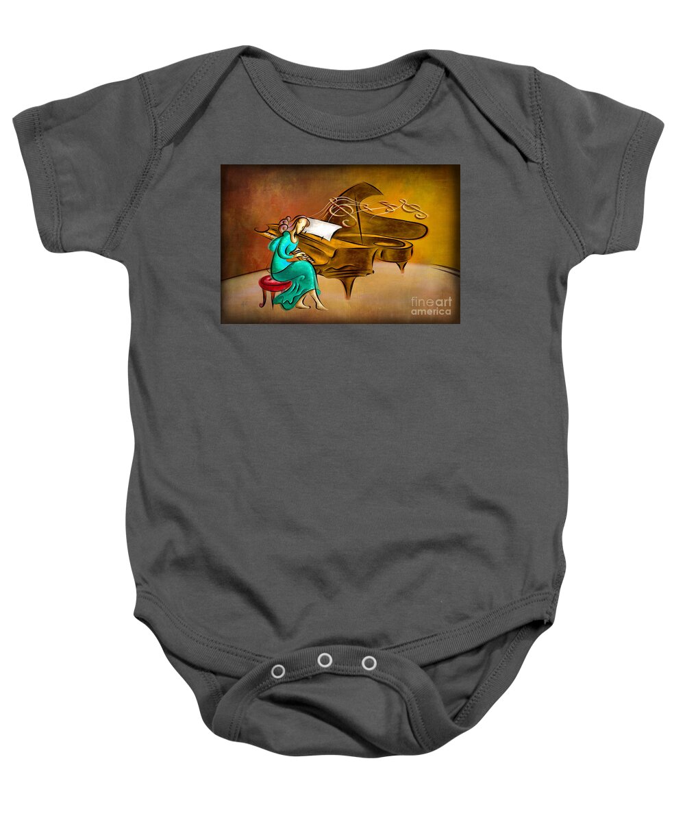 Piano Baby Onesie featuring the digital art The Pianist by Peter Awax