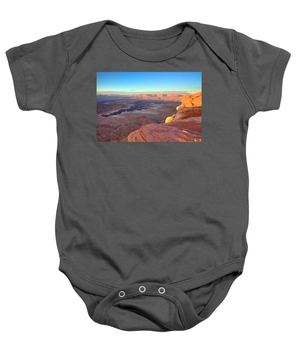 Spring Baby Onesie featuring the photograph The Sun Sets on Canyonlands National Park in Utah by Alan Vance Ley