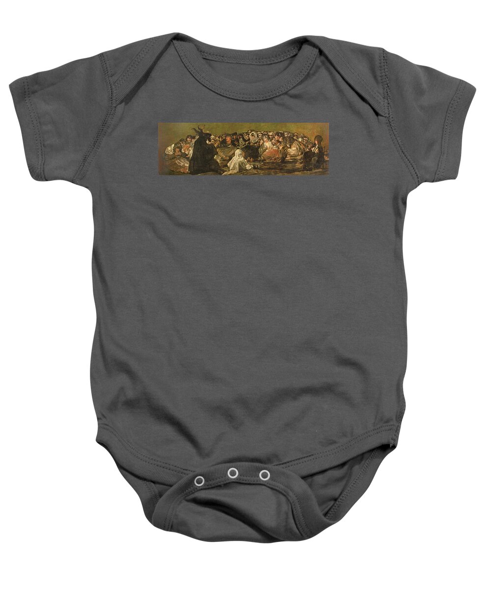 Mural Baby Onesie featuring the photograph The Witches Sabbath Or The Great He-goat, One Of The Black Paintings, C.1821-23 Oil On Canvas by Francisco Goya