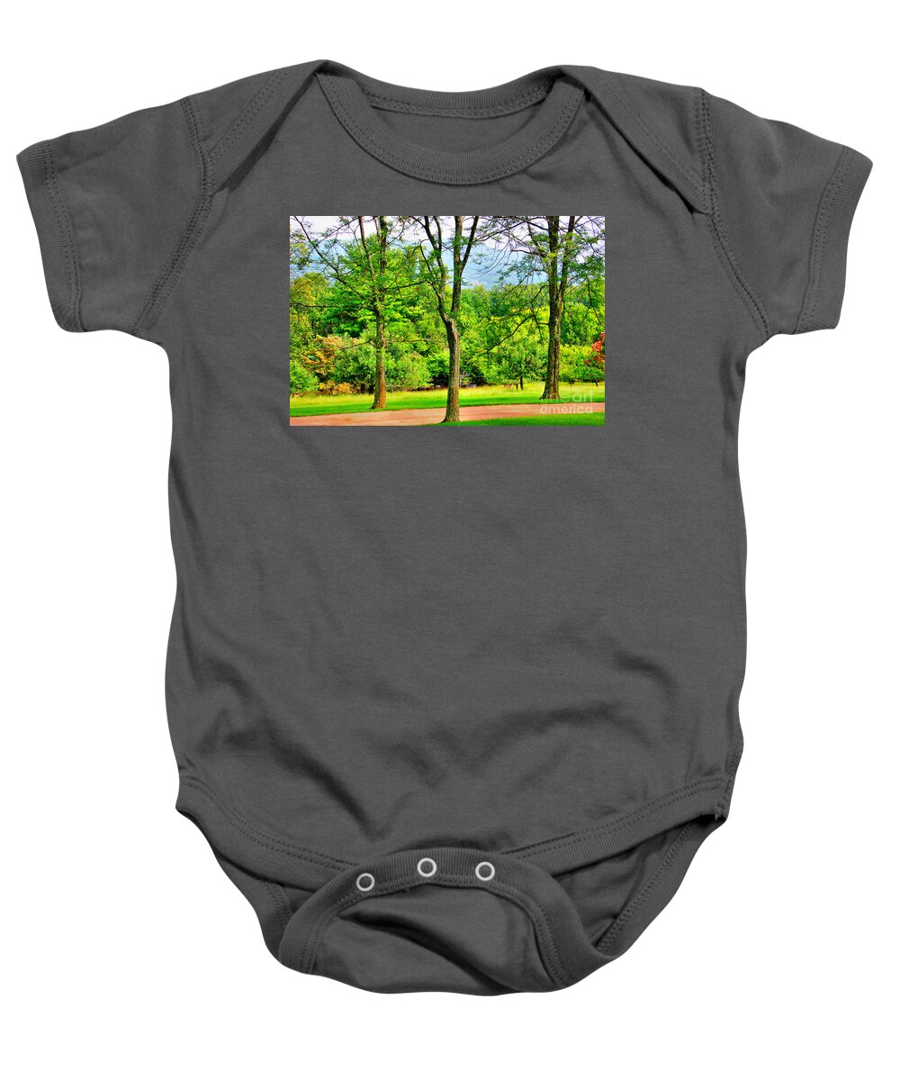 Trees Baby Onesie featuring the photograph Three Of A Kind by Judy Palkimas