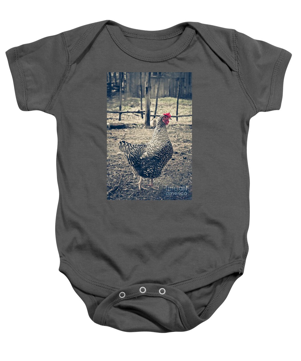 Animal Baby Onesie featuring the photograph Through the Barb Wire Fence - Sally by Trish Mistric