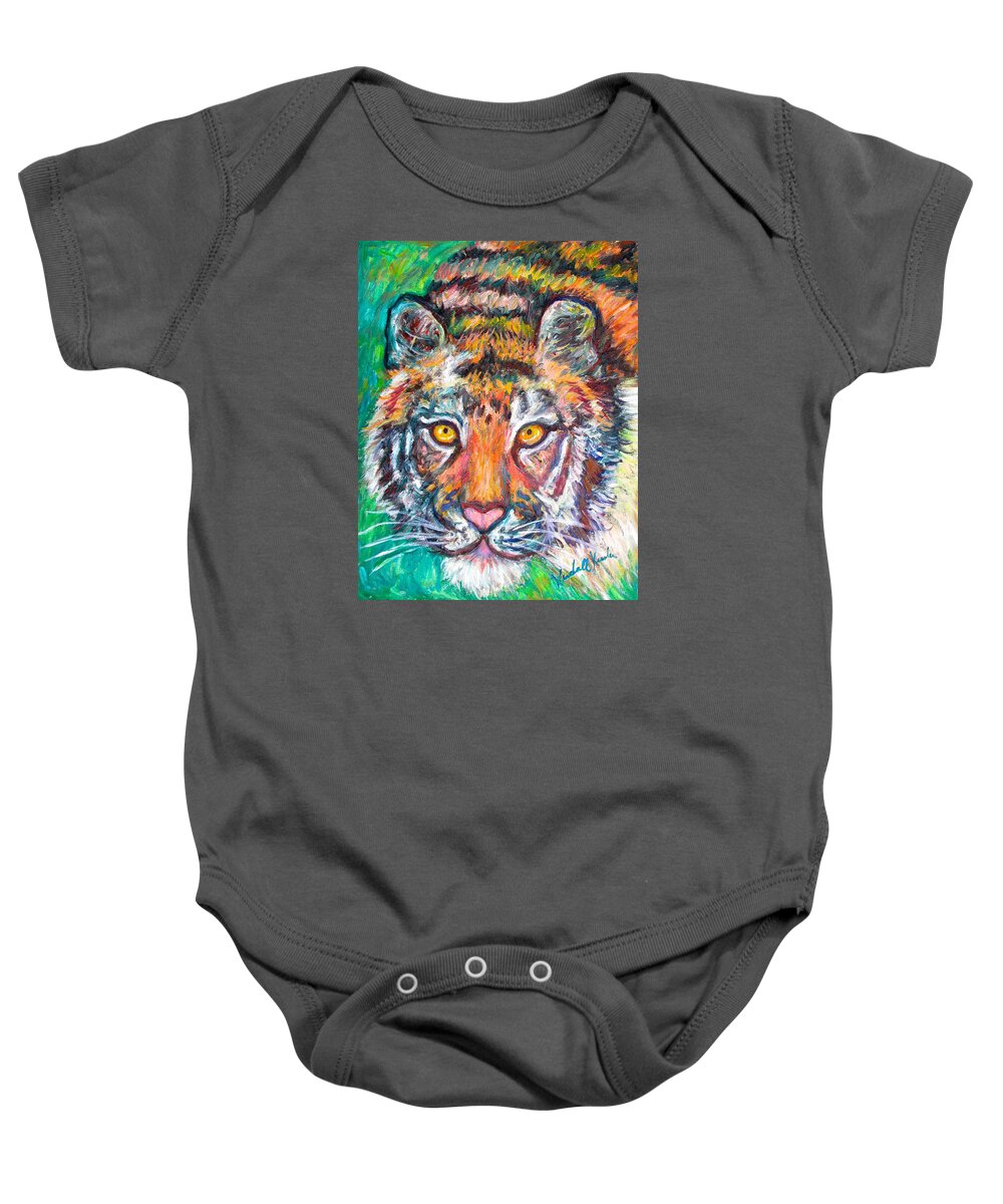 Tiger Baby Onesie featuring the painting Tiger Lean by Kendall Kessler
