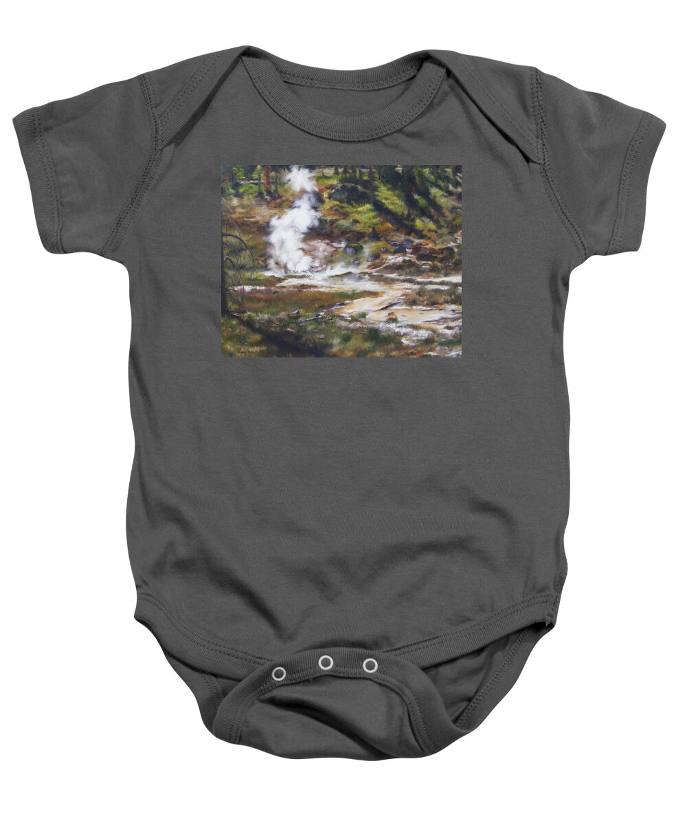 Wyoming Baby Onesie featuring the painting Trail To The Artists Paint Pots - Yellowstone by Lori Brackett