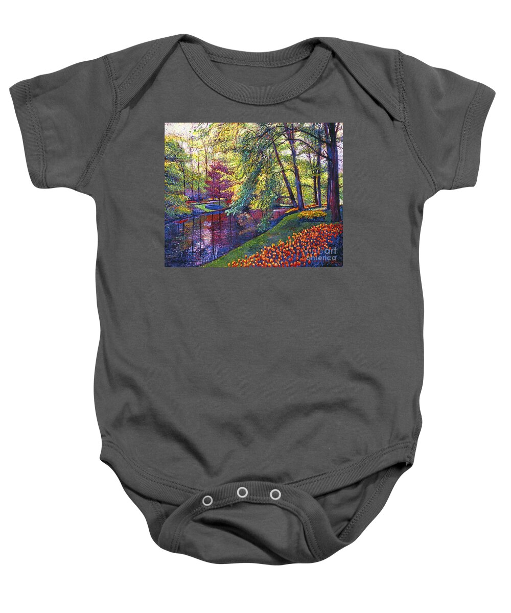 Landscape Baby Onesie featuring the painting Tulip Park by David Lloyd Glover