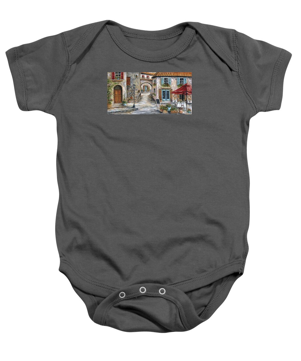 Tuscany Baby Onesie featuring the painting Tuscan Street Scene by Marilyn Dunlap