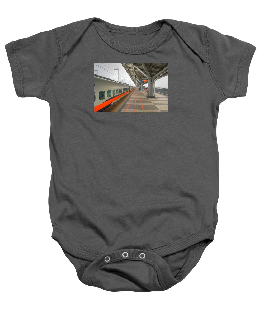 Taiwan Baby Onesie featuring the photograph TW Bullet Train 2 by Bill Hamilton