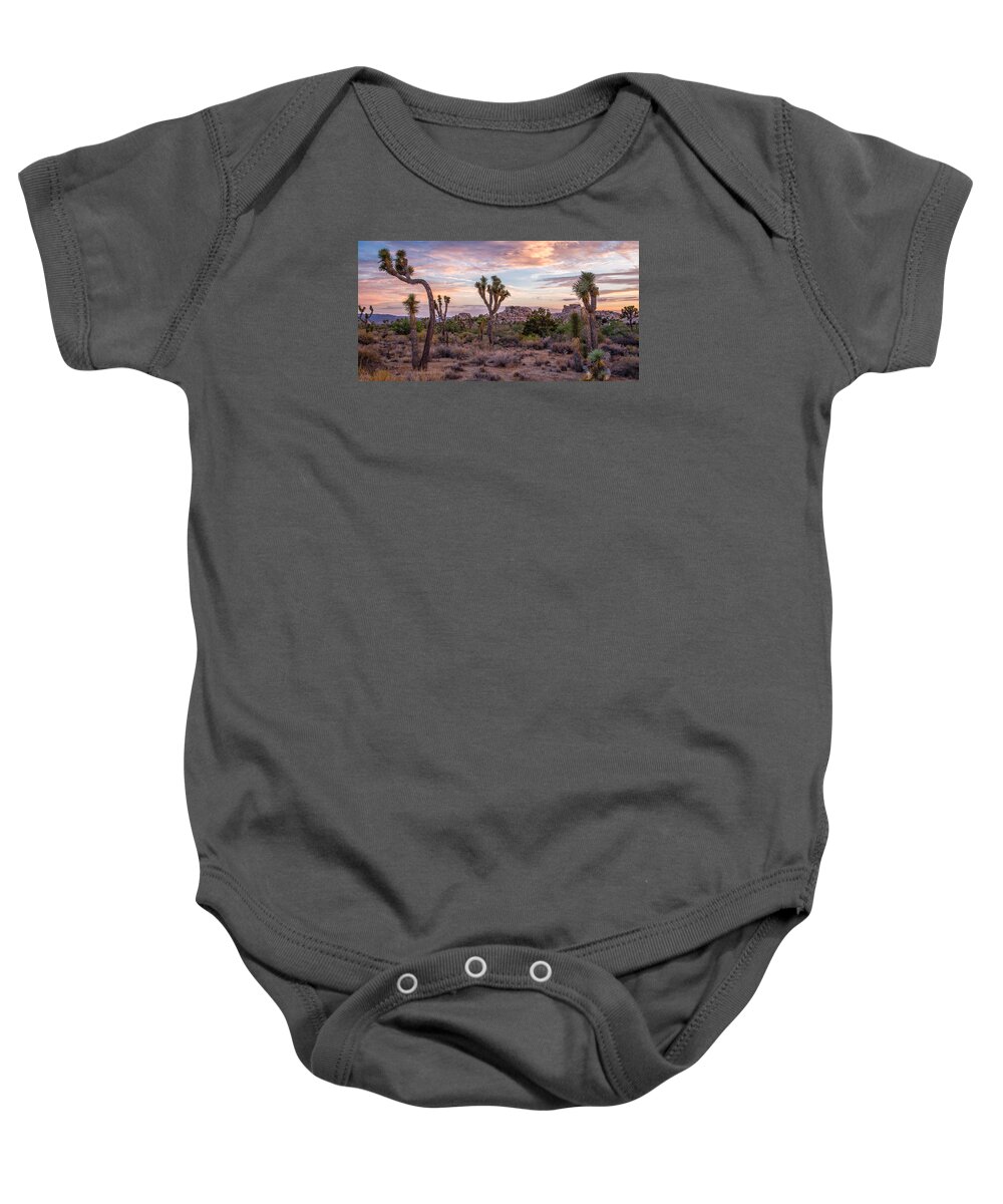 Big Sky Baby Onesie featuring the photograph Twilight comes to Joshua Tree by Peter Tellone