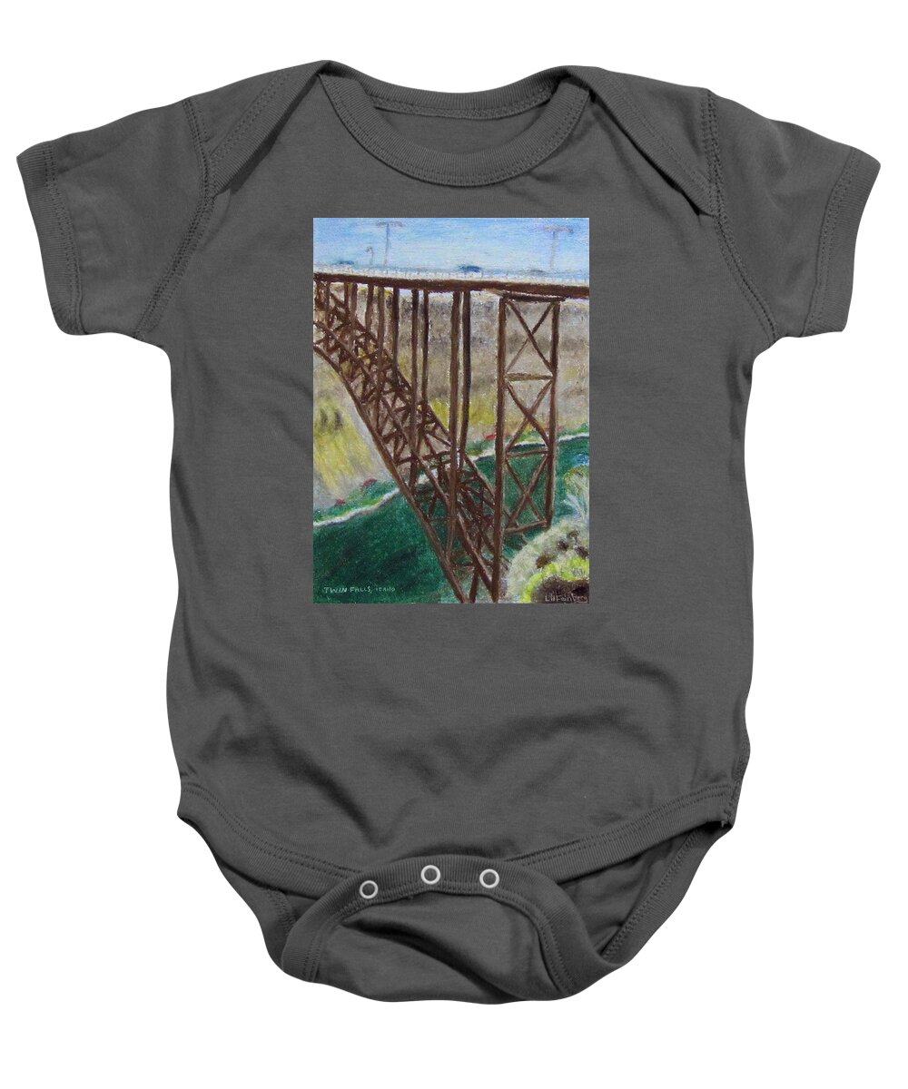 Landscape Baby Onesie featuring the painting Twin Falls Idaho by Linda Feinberg
