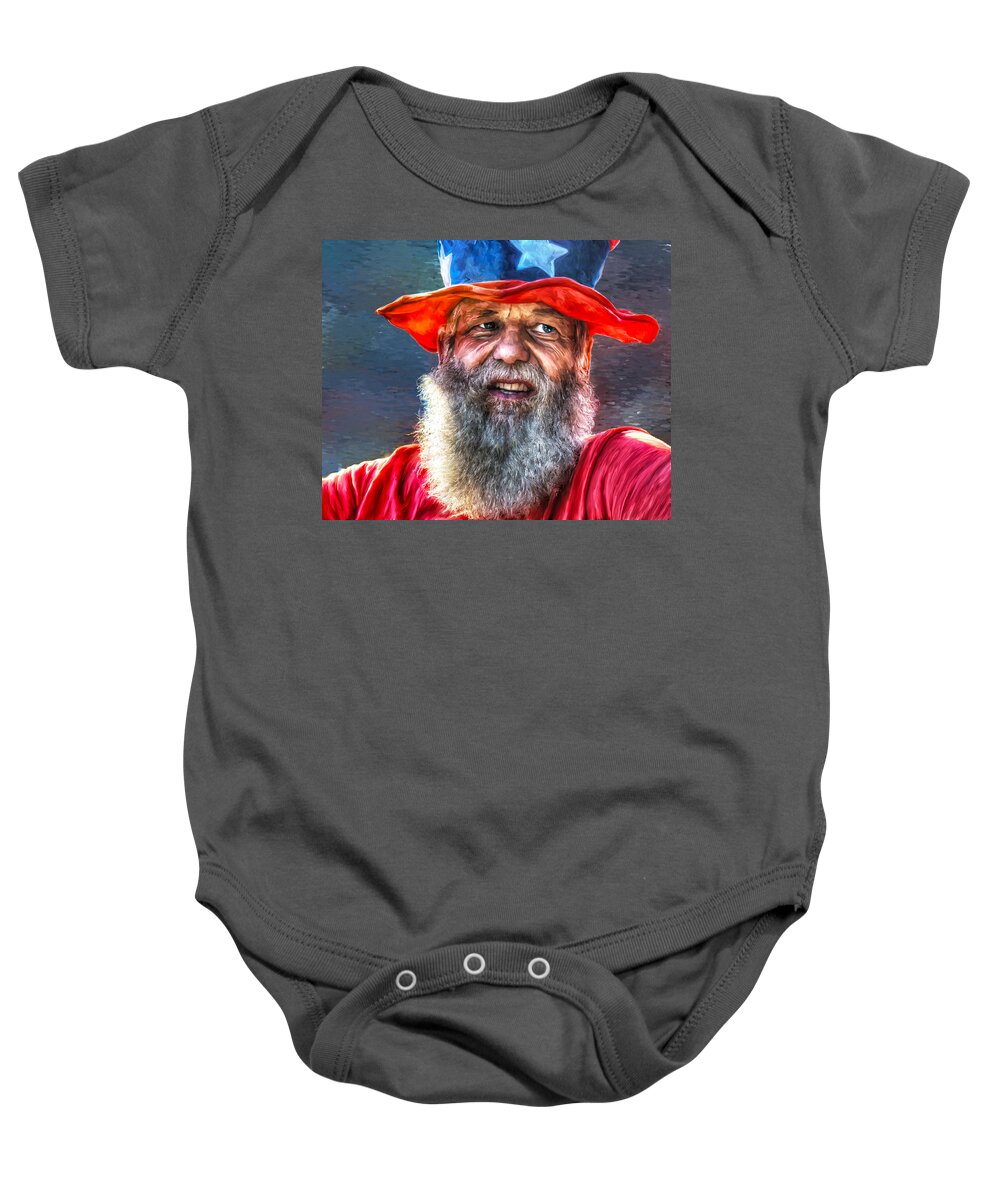 Portrait Baby Onesie featuring the painting Uncle Sam by Rick Mosher