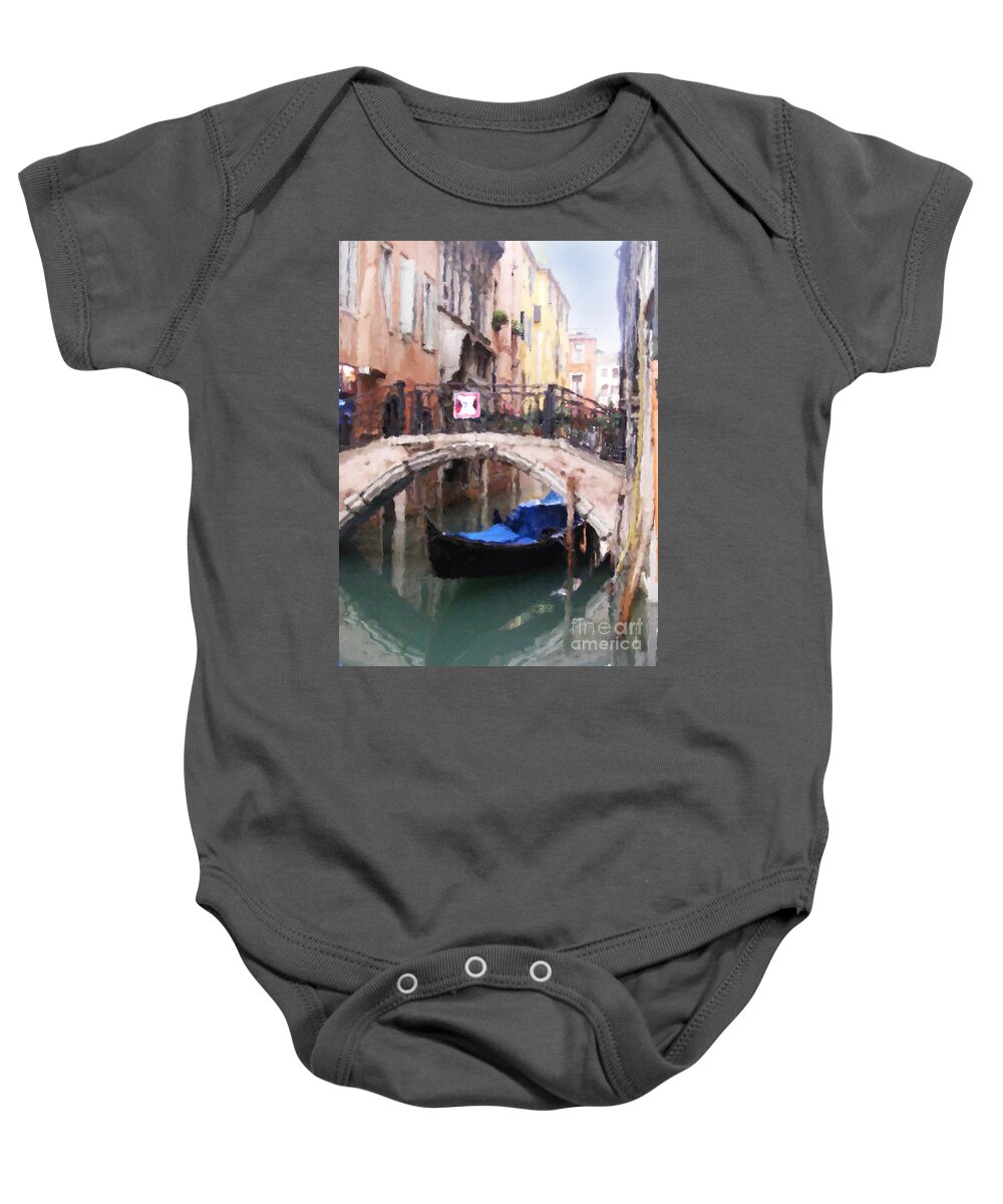 Veince Baby Onesie featuring the photograph Venice Canal digital art composition by JBK Photo Art