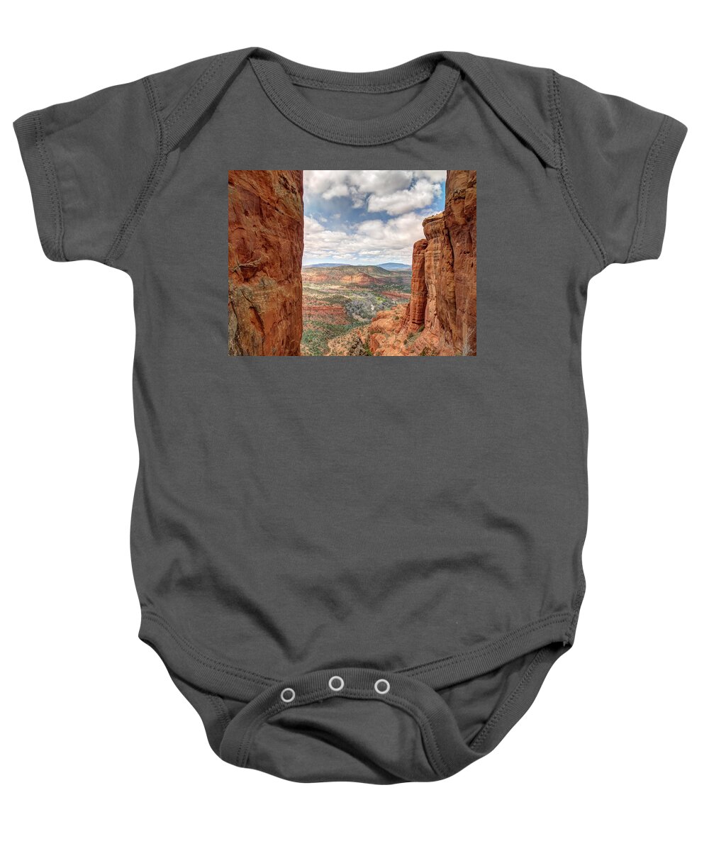 Cathedral Rock Baby Onesie featuring the photograph View from the Cathedral by Joshua House