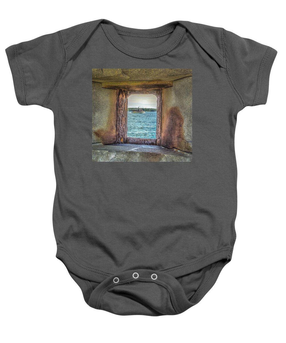 Maine Baby Onesie featuring the photograph View from the fort by Jane Luxton