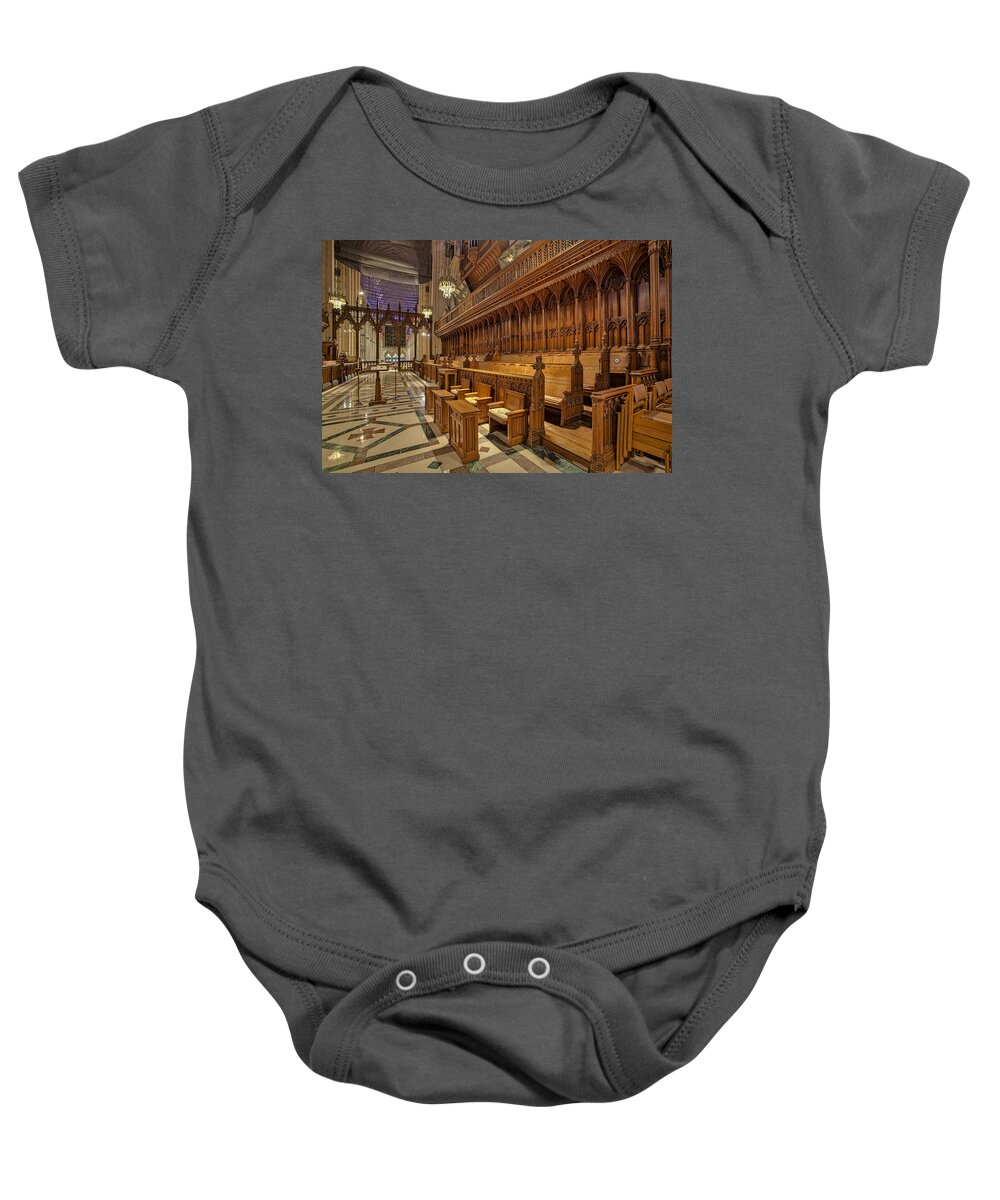 National Cathedral Baby Onesie featuring the photograph Washington National Cathedral Sanctuary by Susan Candelario