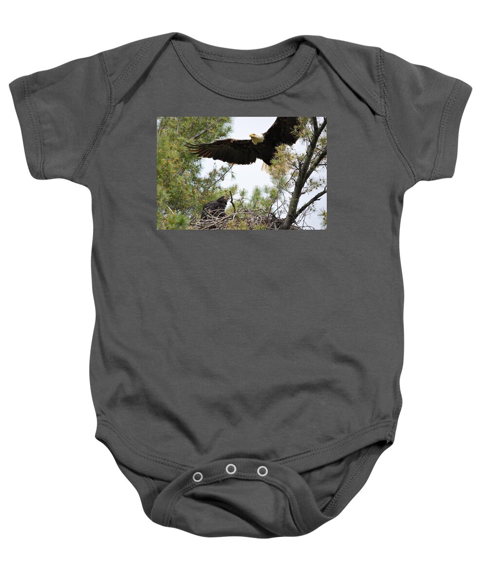 Eagle Baby Onesie featuring the photograph Watch Out Below by Bonfire Photography