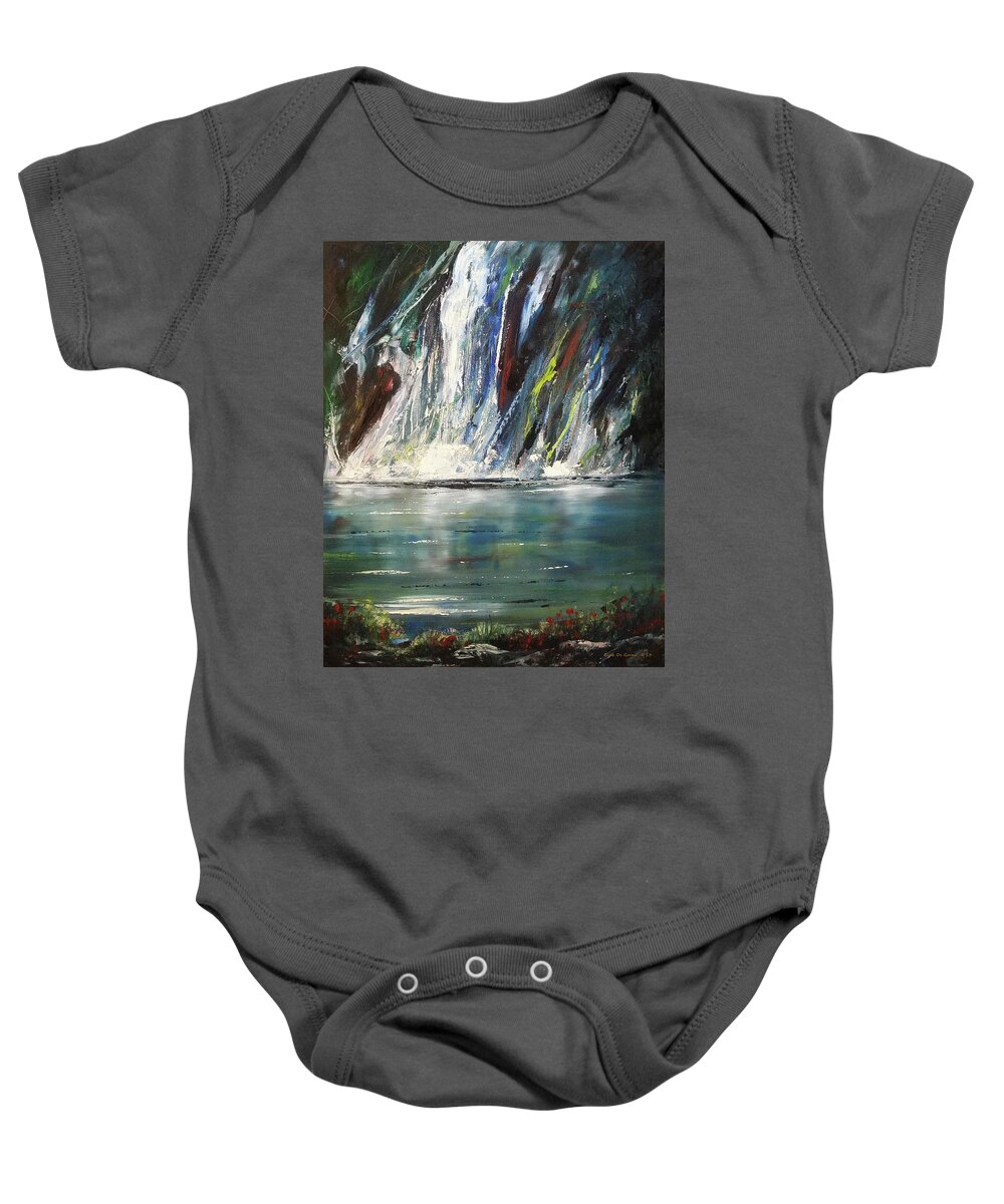 Water Baby Onesie featuring the painting Waterfall by Gina De Gorna