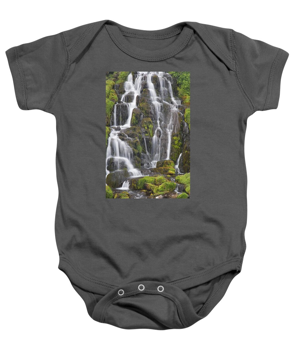 Flpa Baby Onesie featuring the photograph Waterfall On Isle Of Skye Scotland by Bill Coster