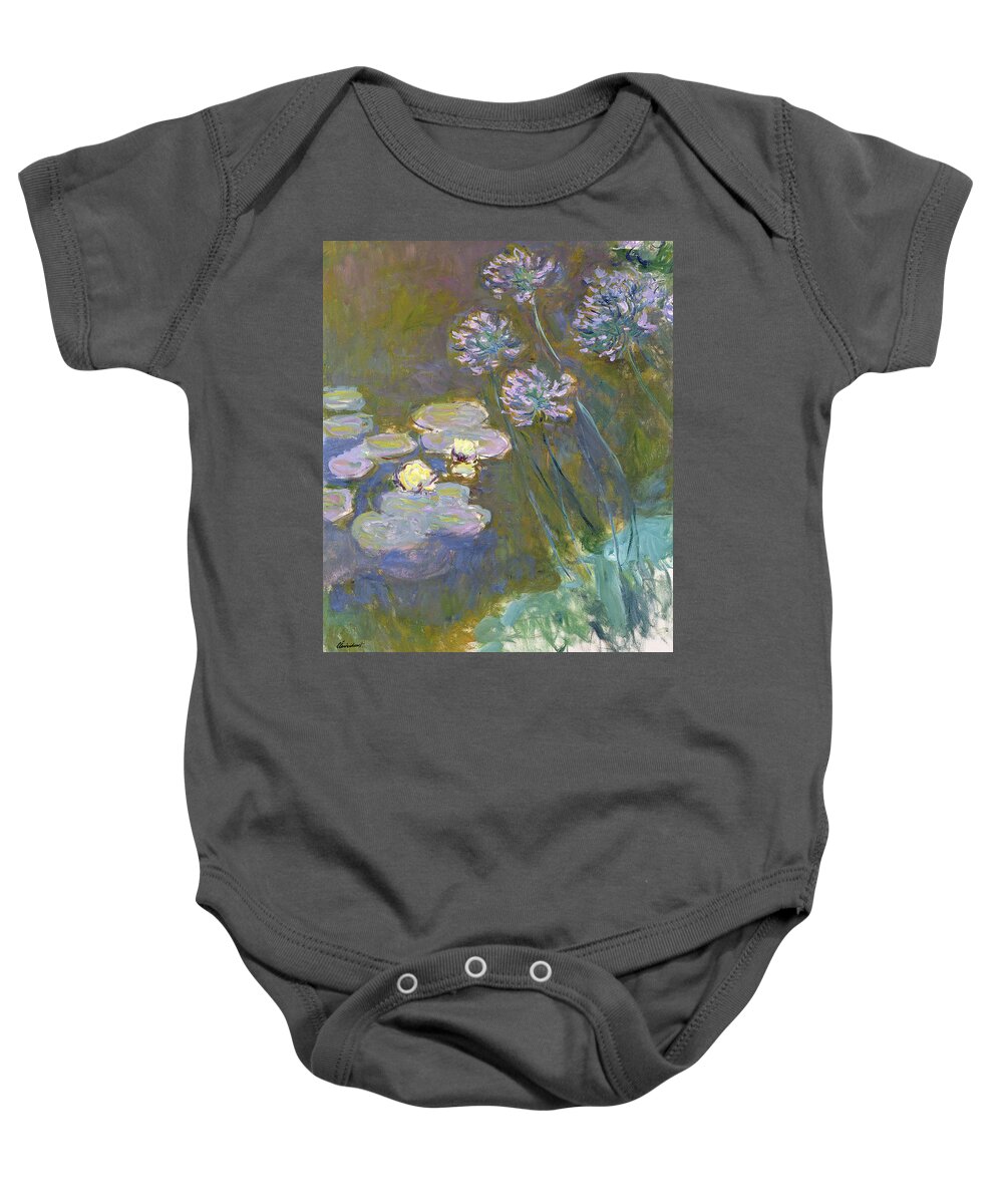 Reproductions Baby Onesie featuring the painting Waterlilies and Agapanthus by Claude Monet