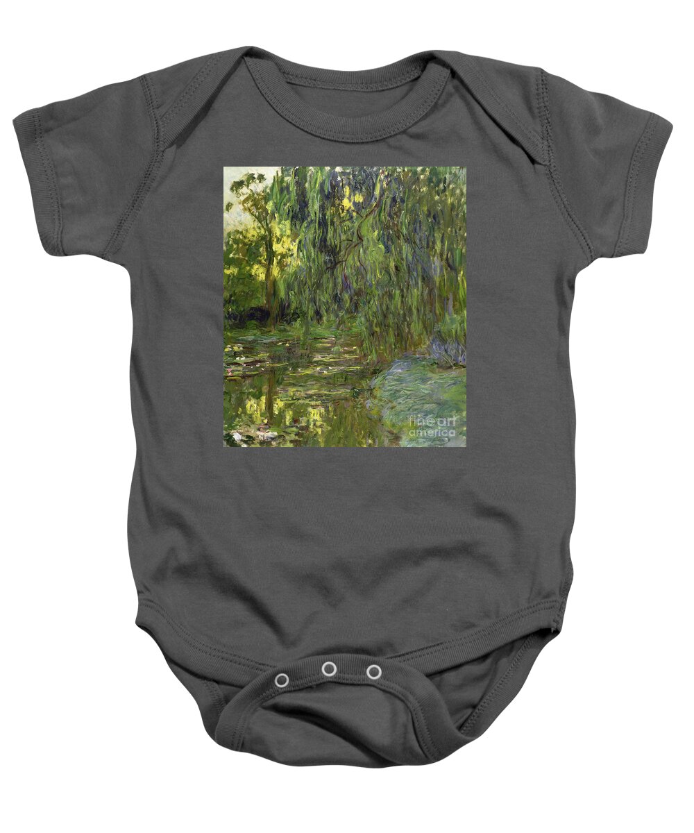 Weeping Willows Baby Onesie featuring the painting Weeping Willows The Waterlily Pond at Giverny by Claude Monet
