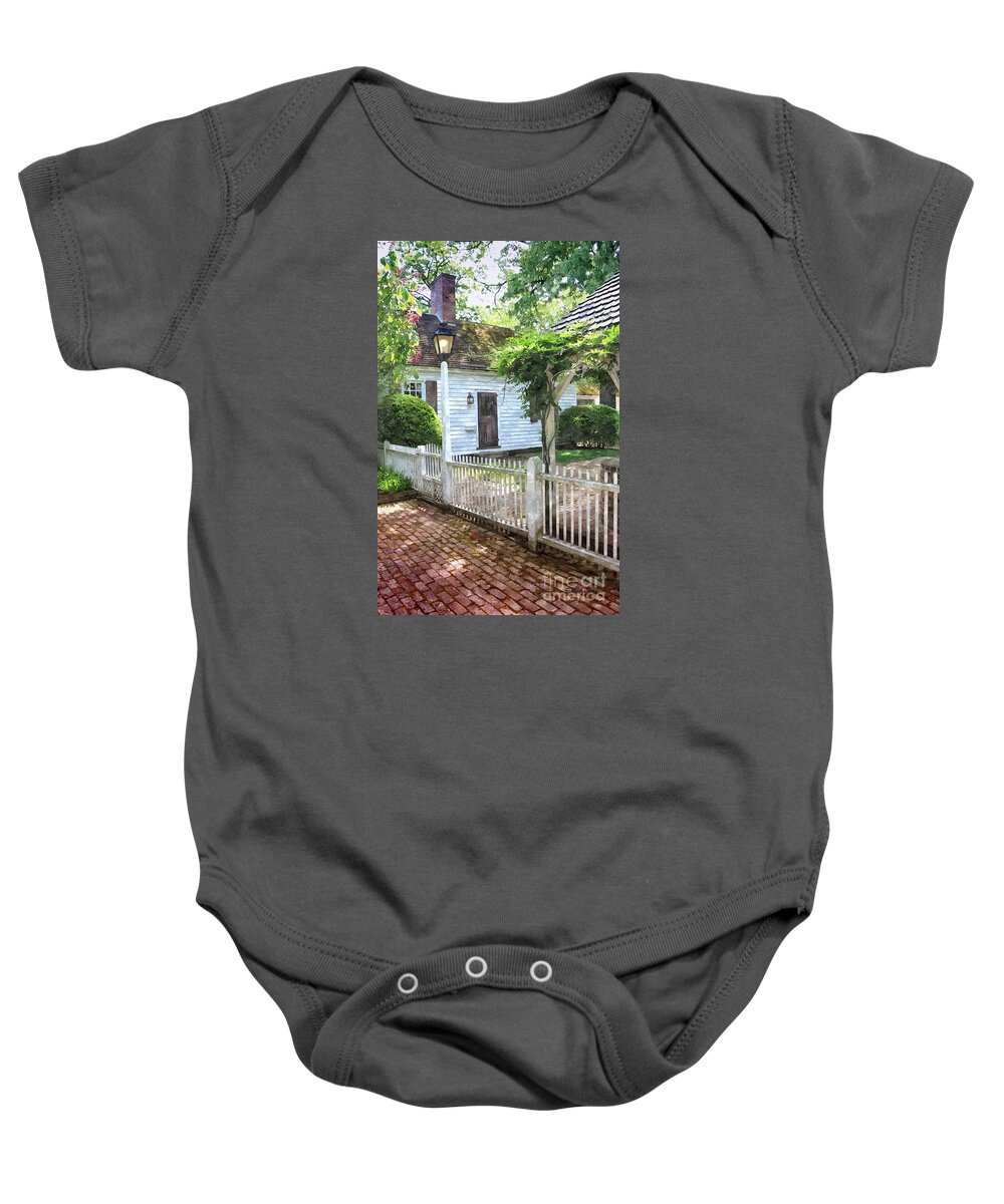 Cottage Baby Onesie featuring the painting Well's House by Shari Nees