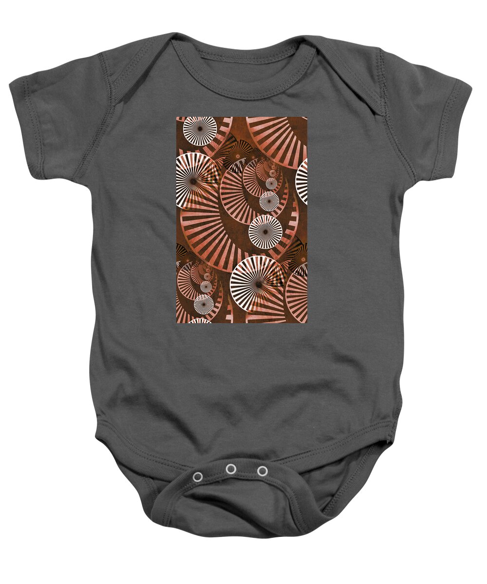 Wheel Baby Onesie featuring the mixed media Wheel In The Sky 2 by Angelina Tamez