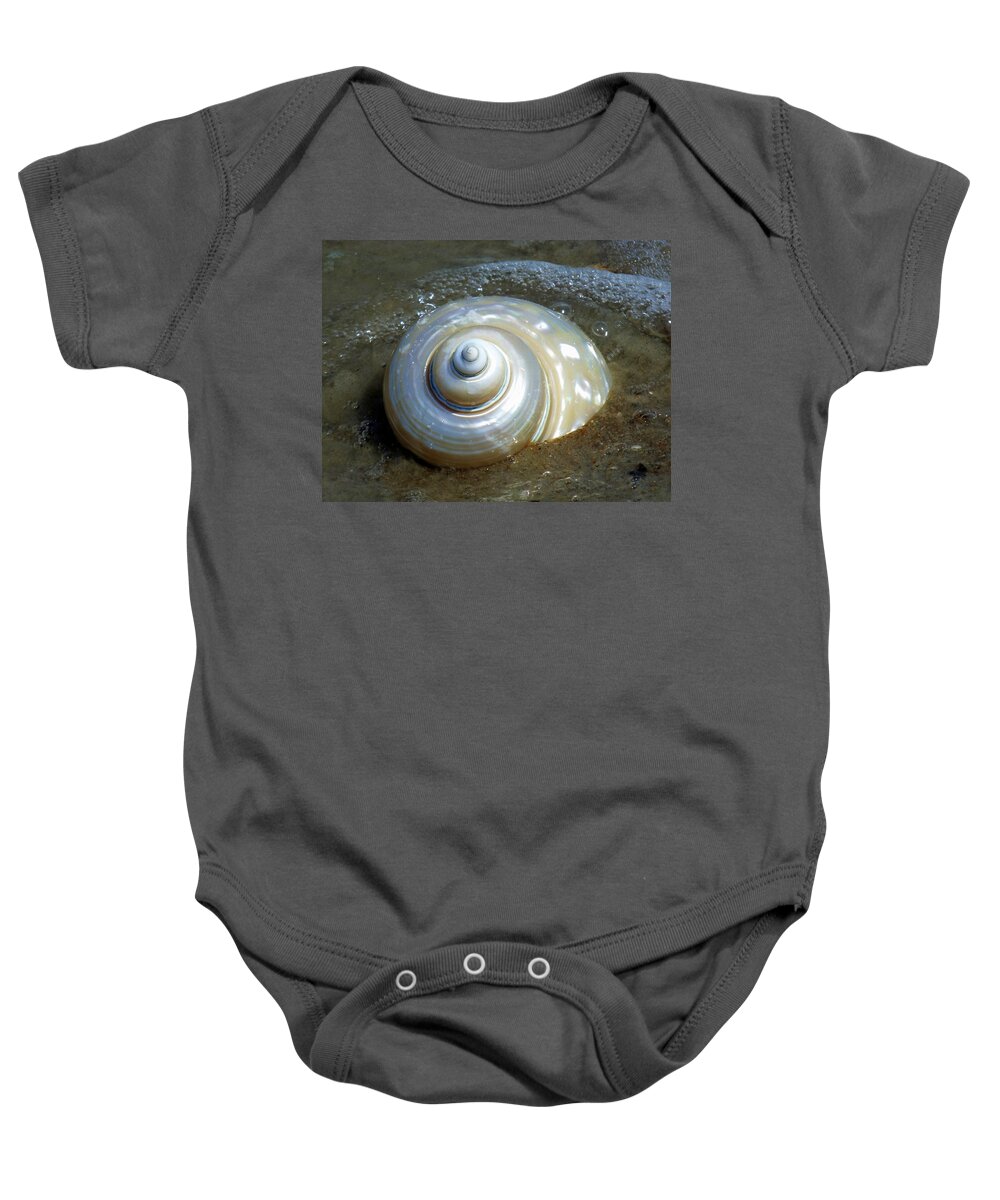Seashells Baby Onesie featuring the photograph Whispering Tides by Karen Wiles