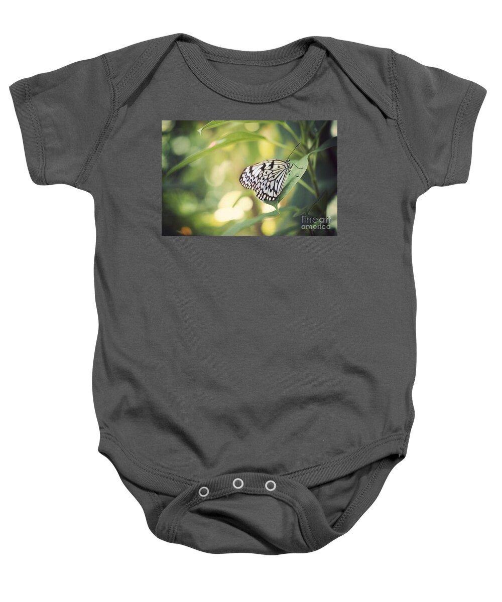 Farfalla Baby Onesie featuring the photograph White Tree Nymph by Juli Scalzi