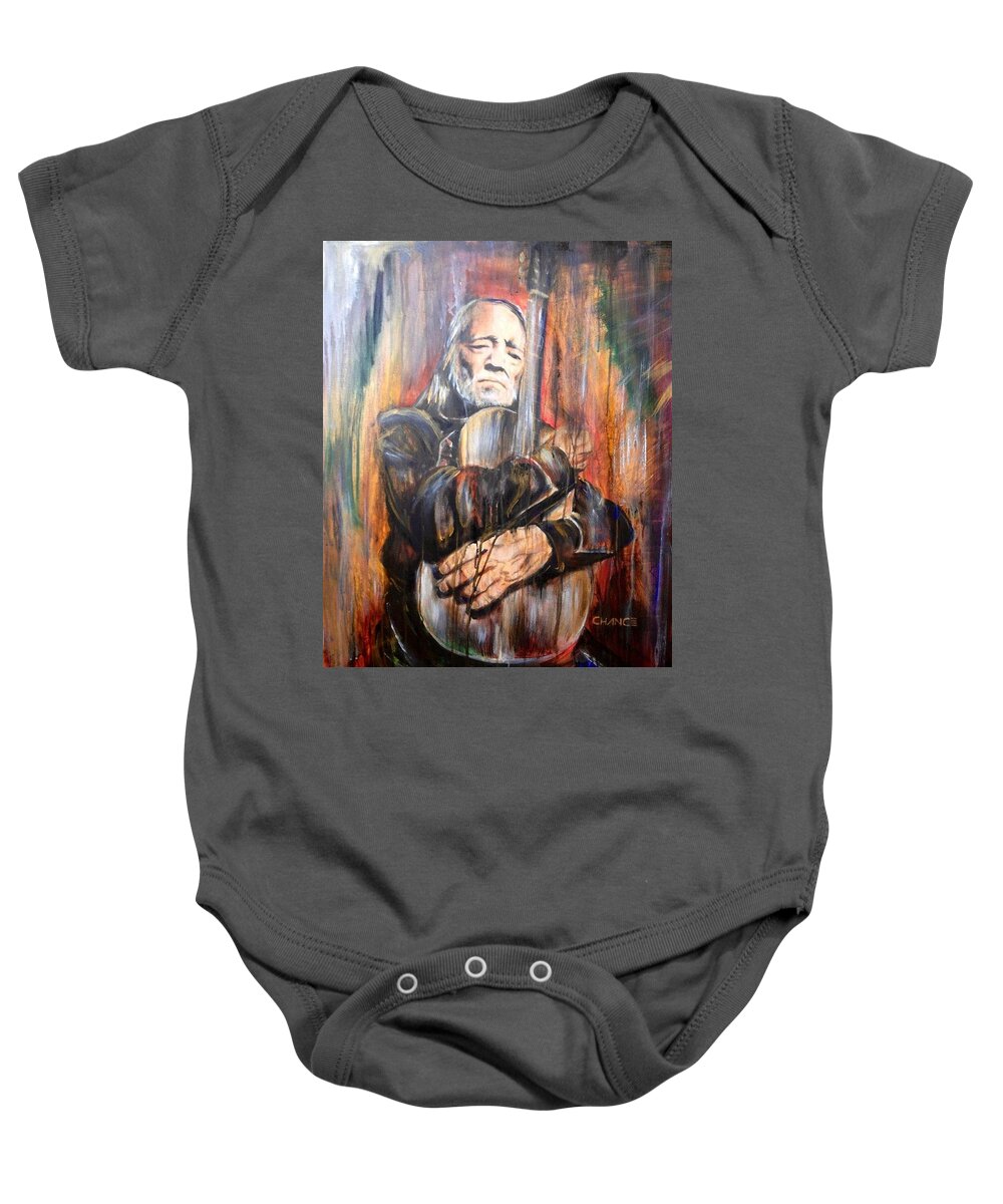  Baby Onesie featuring the painting Willie Nelson by Robyn Chance