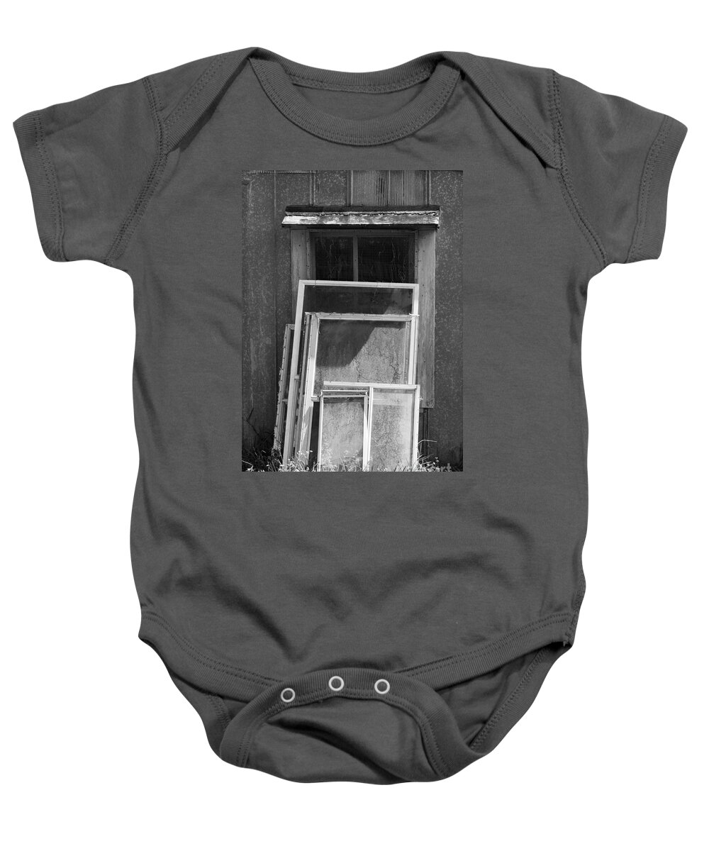 Black And White Photography Baby Onesie featuring the photograph Windows by John Greco