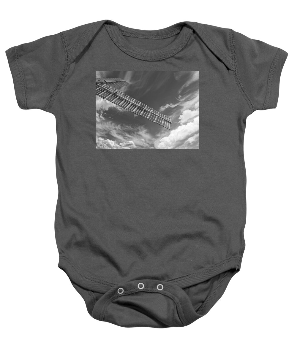 Wind Baby Onesie featuring the photograph Winds Of Time Black and White by Gill Billington