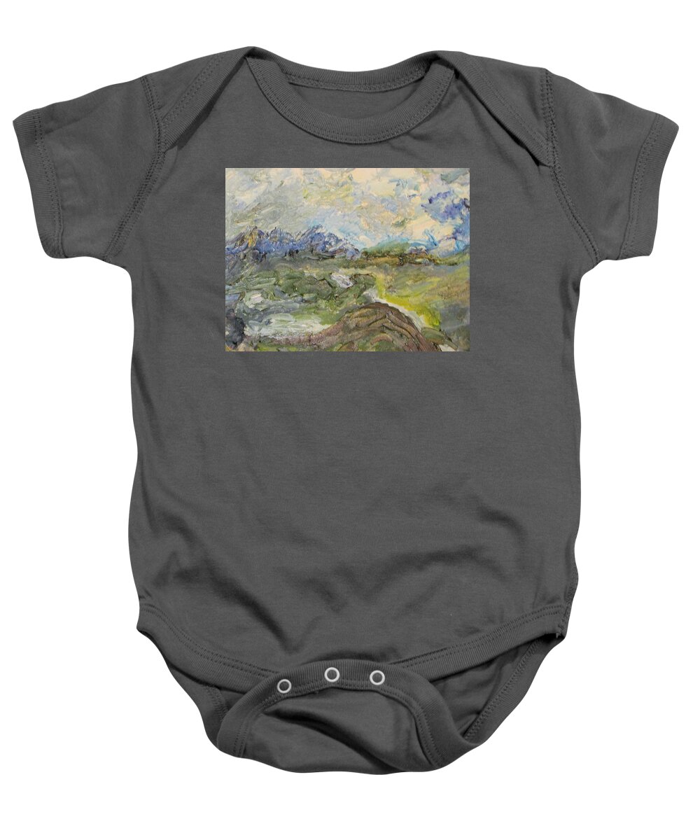 Landscape Baby Onesie featuring the painting Windy Day in Denali by Shea Holliman