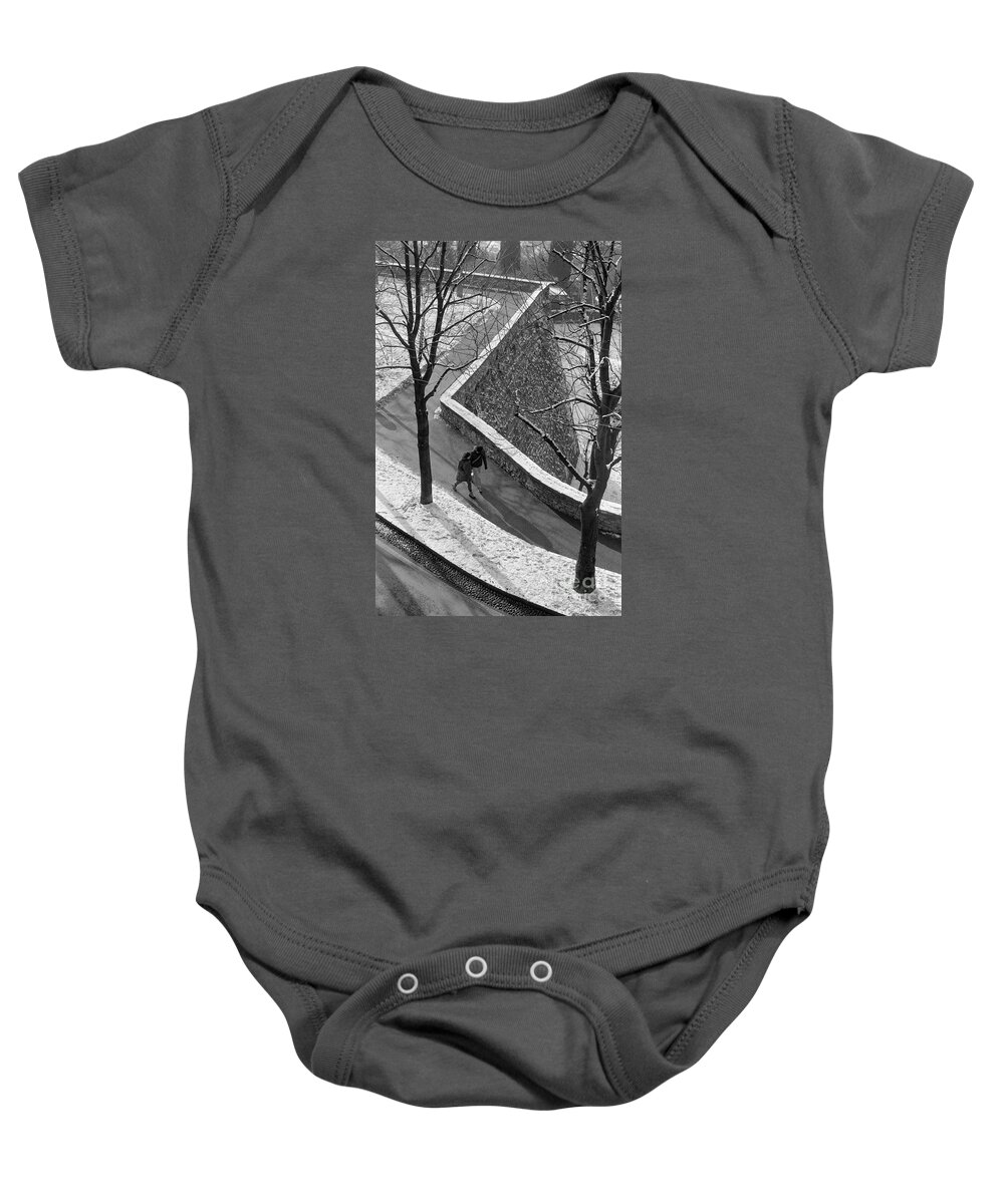 Winter Baby Onesie featuring the photograph Winter on the Walls of Bergamo by Riccardo Mottola