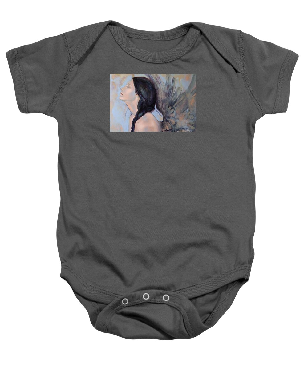 Art Baby Onesie featuring the painting With Ancient Love by Dorina Costras