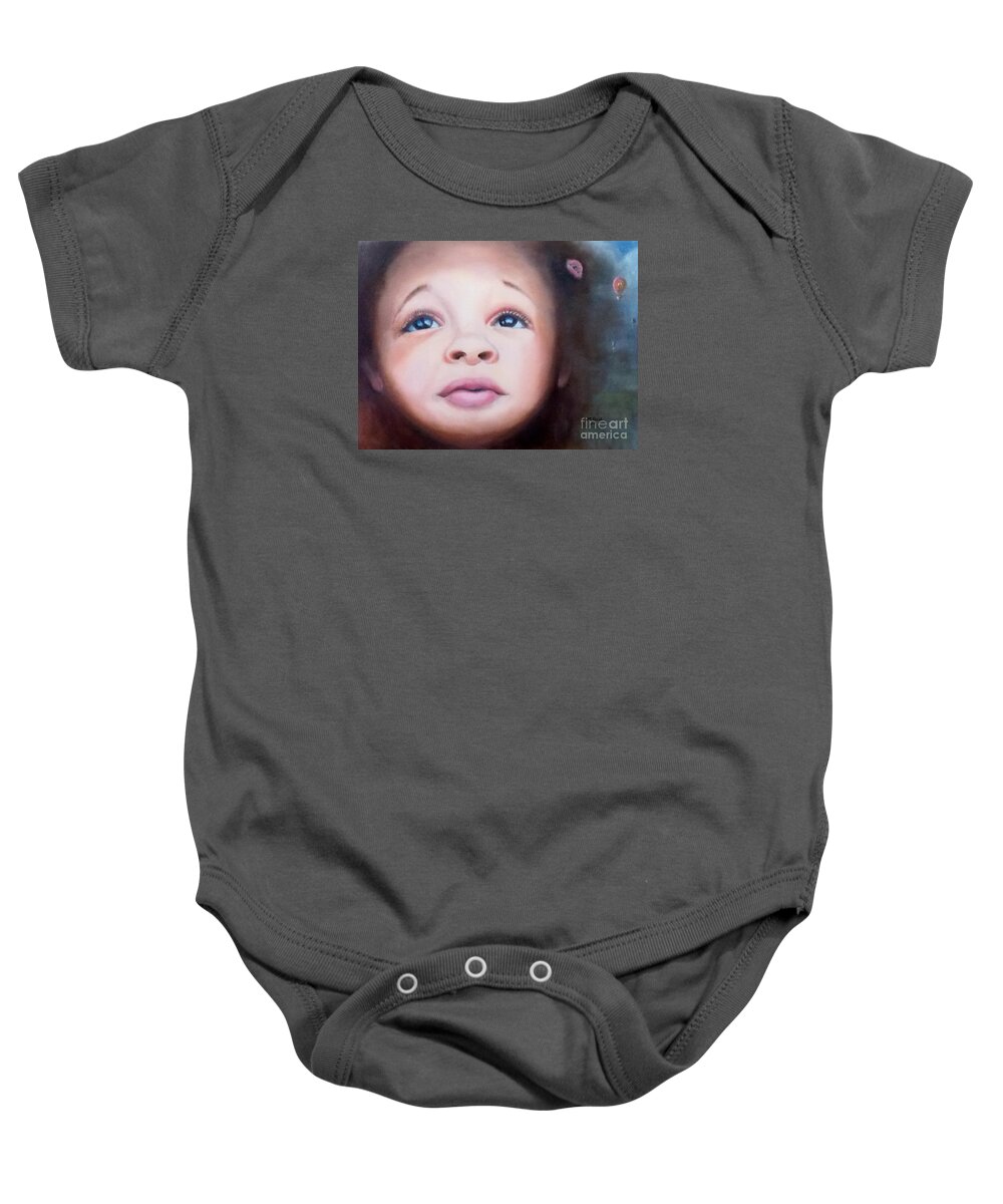 Child Baby Onesie featuring the painting Wonderment by Marlene Book