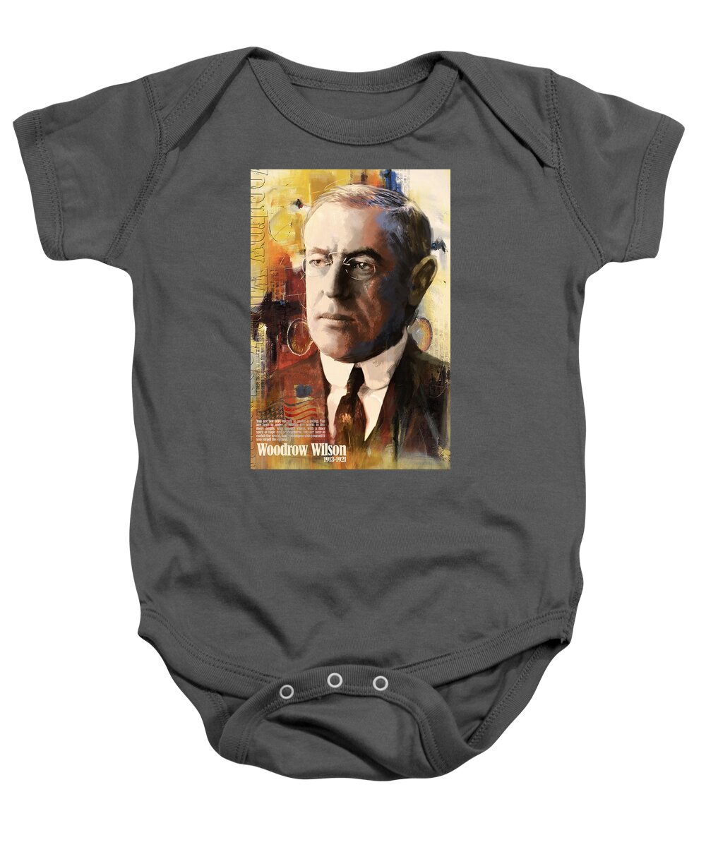 Woodrow Wilson Baby Onesie featuring the painting Woodrow Wilson by Corporate Art Task Force