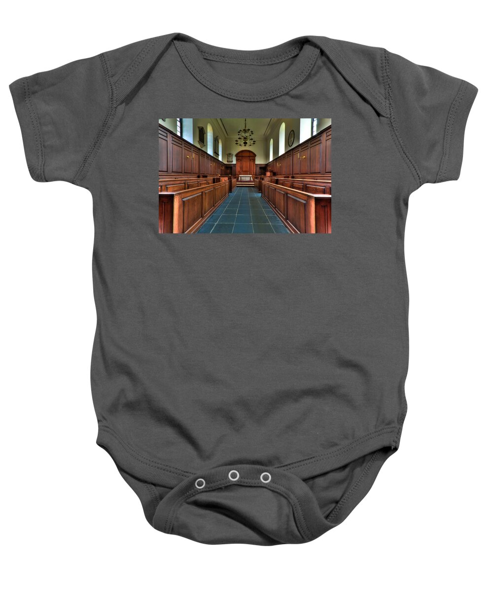 Williamsburg Baby Onesie featuring the photograph Wren Chapel Interior by Jerry Gammon