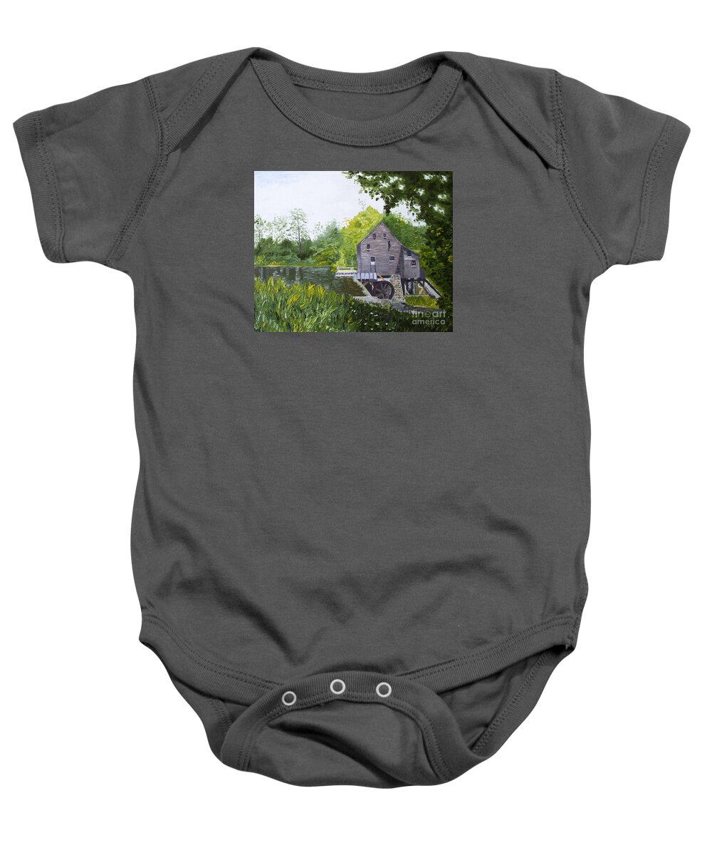 Yates Mill Baby Onesie featuring the painting Yates Mill Summer by Kevin Croitz