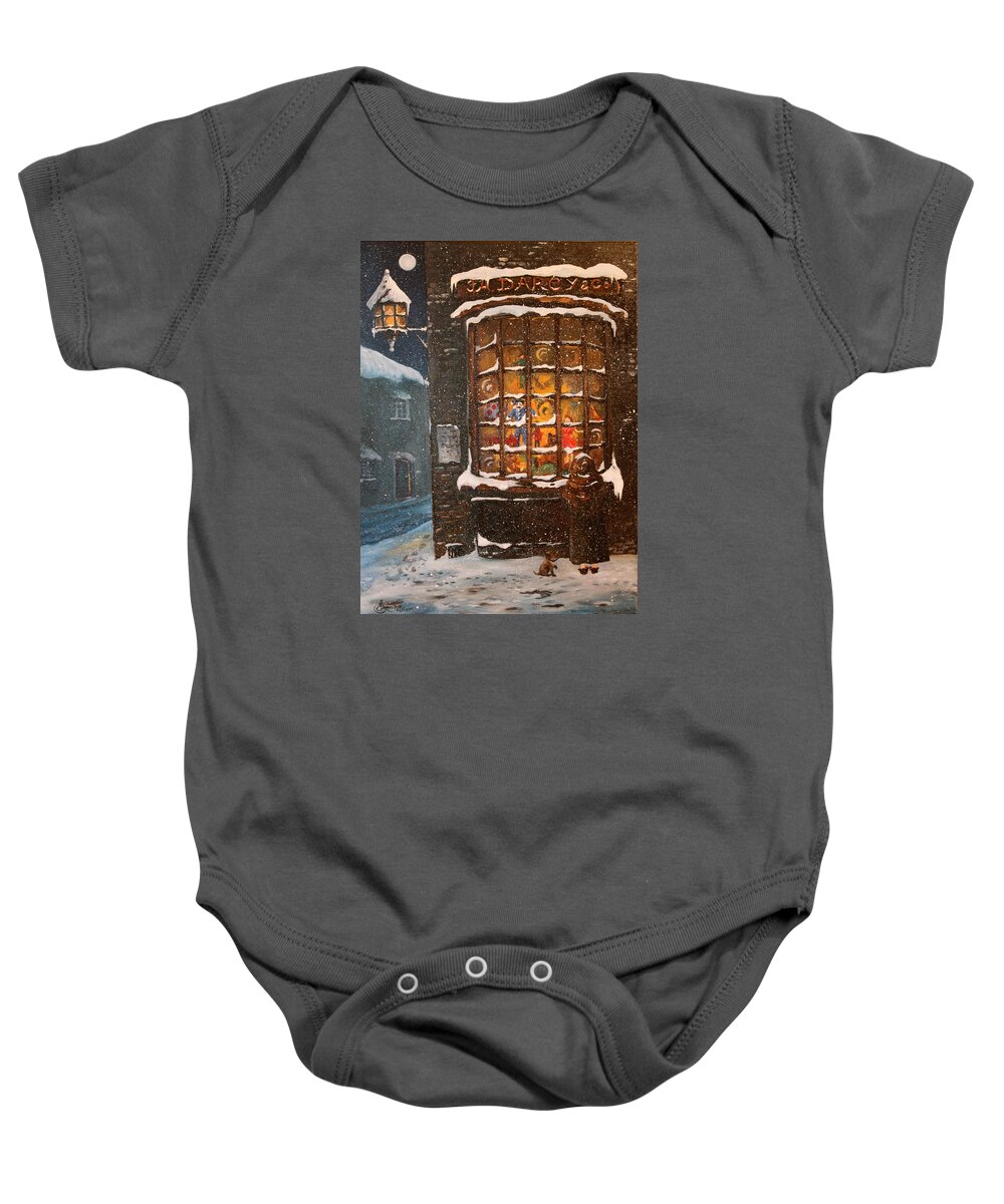 Toy Shops Baby Onesie featuring the painting Ye Old Toy Shoppe by Jean Walker
