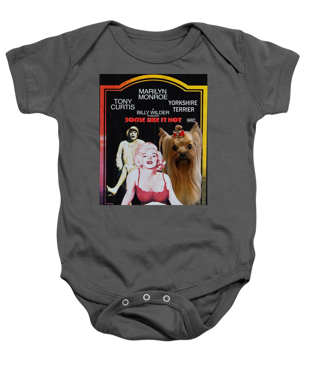 Yorkshire Terrier Baby Onesie featuring the painting Yorkshire Terrier Art Canvas Print - Some Like It Hot Movie Poster by Sandra Sij