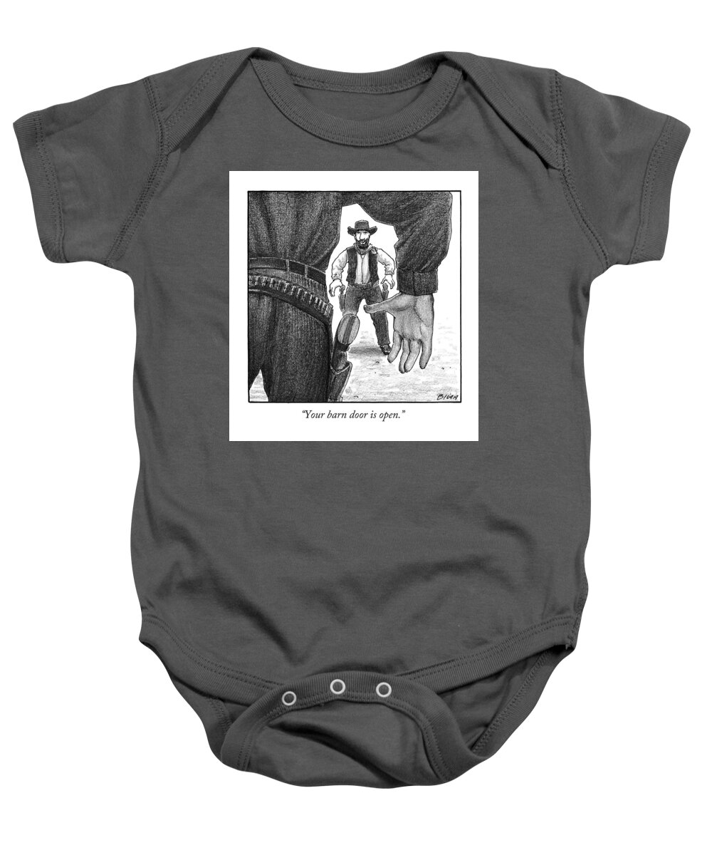 Cowboys Baby Onesie featuring the drawing Your Barn Door Is Open by Harry Bliss