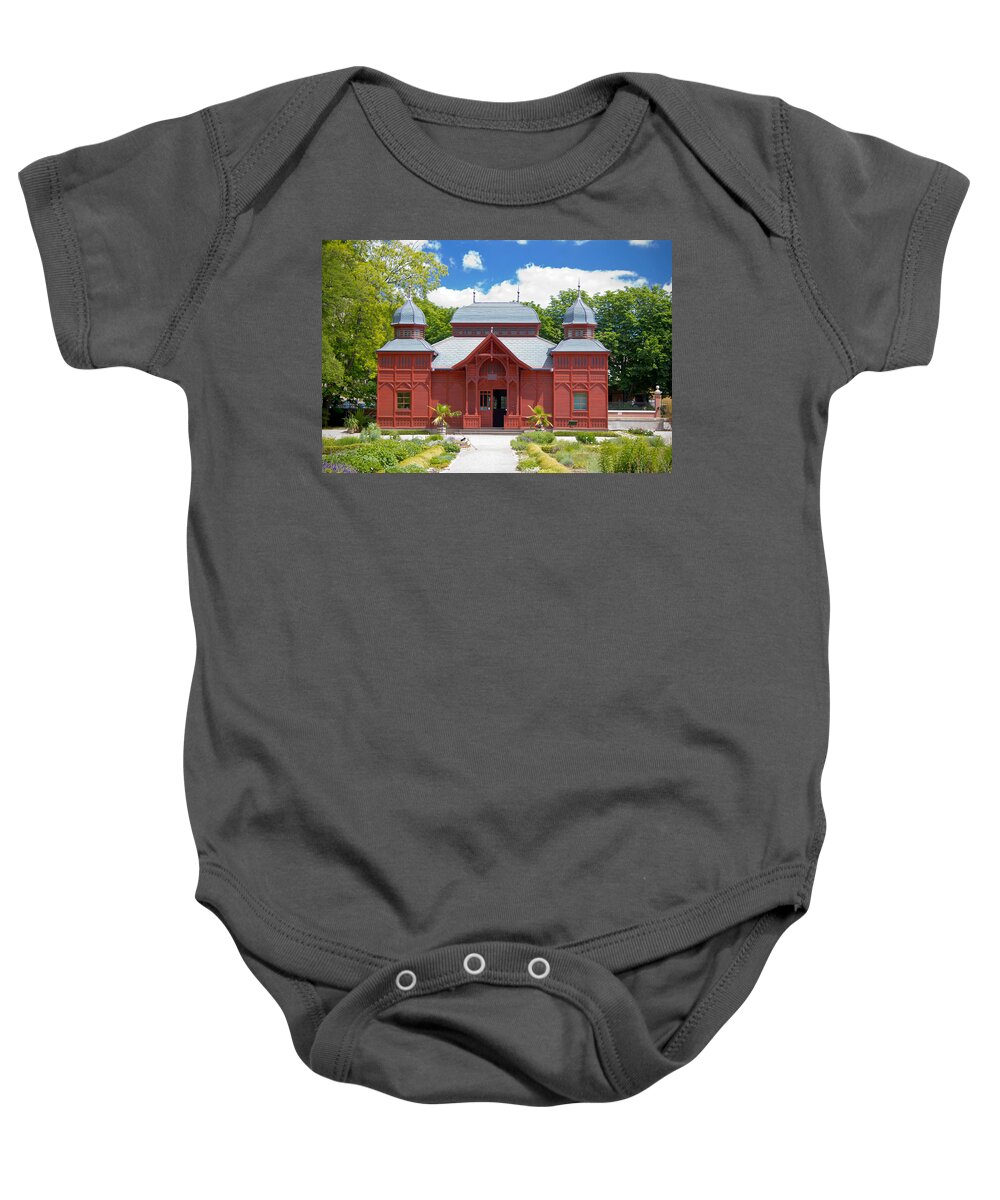 Pavilion Baby Onesie featuring the photograph Zagreb botanical garden public pavilion by Brch Photography