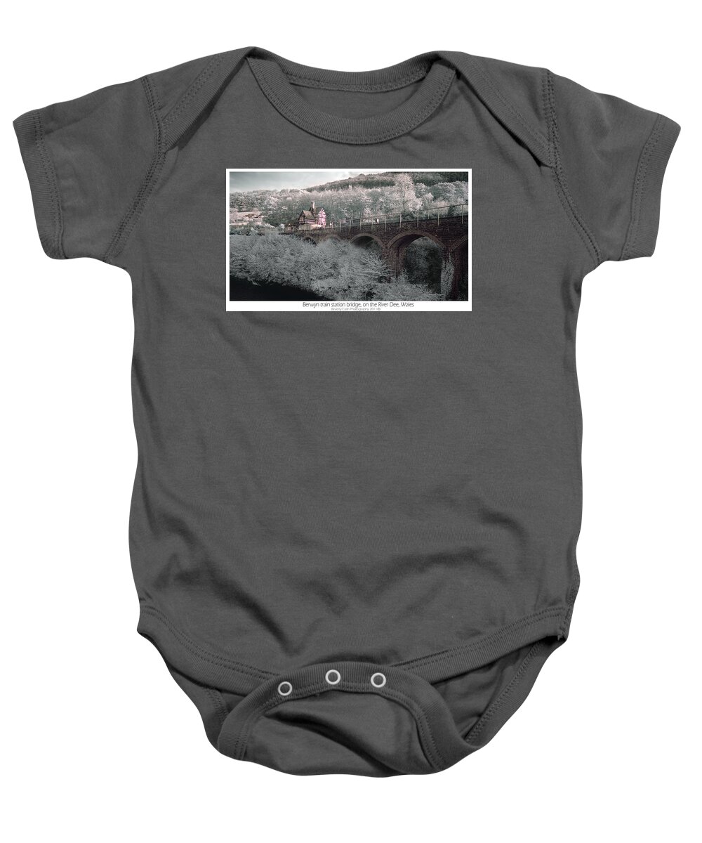 Infrared Baby Onesie featuring the photograph Infrared train station bridge by B Cash