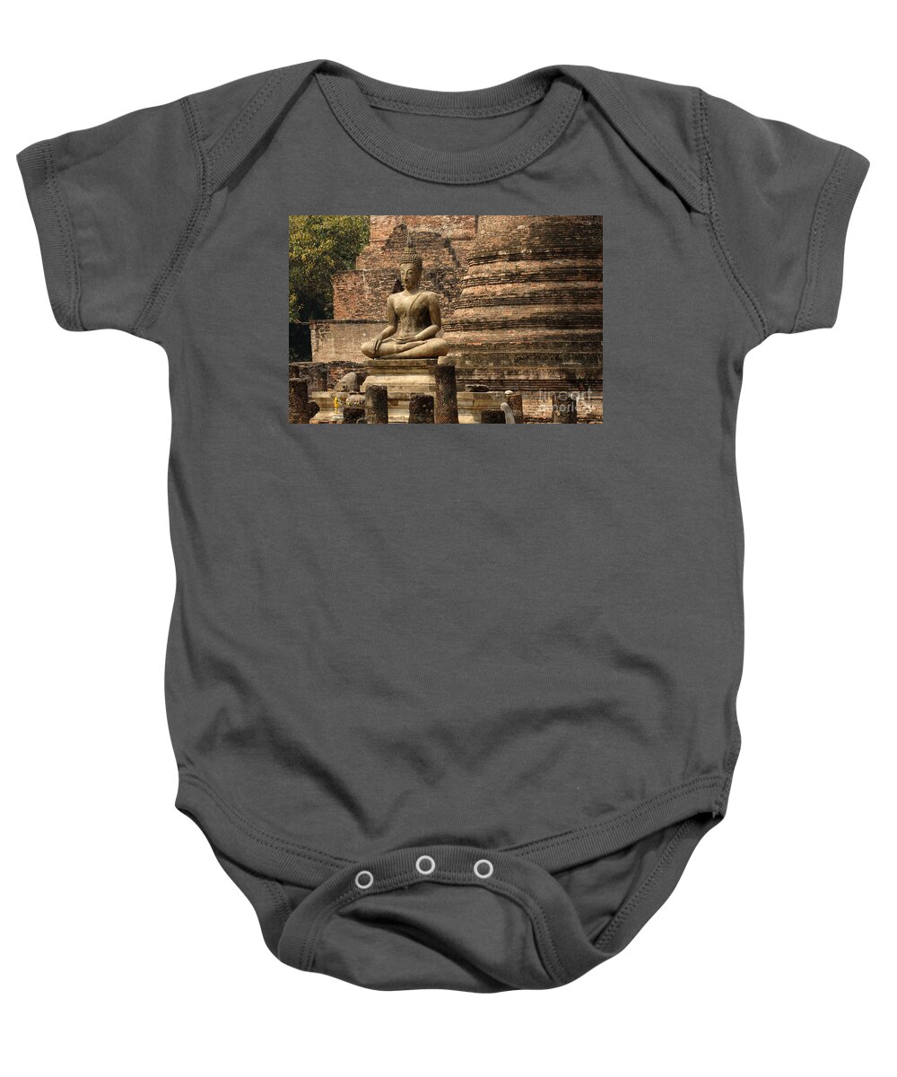  Sukhothai Baby Onesie featuring the photograph Buddha at Sukhothai #3 by Bob Christopher
