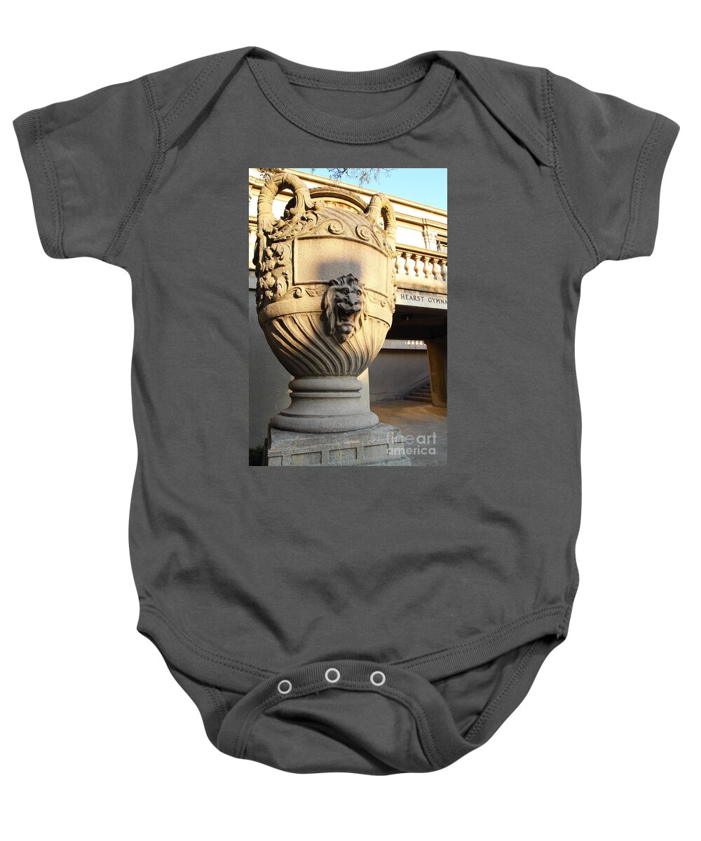 Architecture Baby Onesie featuring the photograph Architectural Detail . Large Urn With Lion Gargoyle . Hearst Gym . UC Berkeley . 7D10197 by Wingsdomain Art and Photography