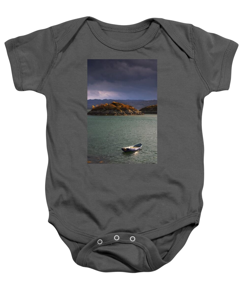 Anchored Baby Onesie featuring the photograph Boat On Loch Sunart, Scotland by John Short