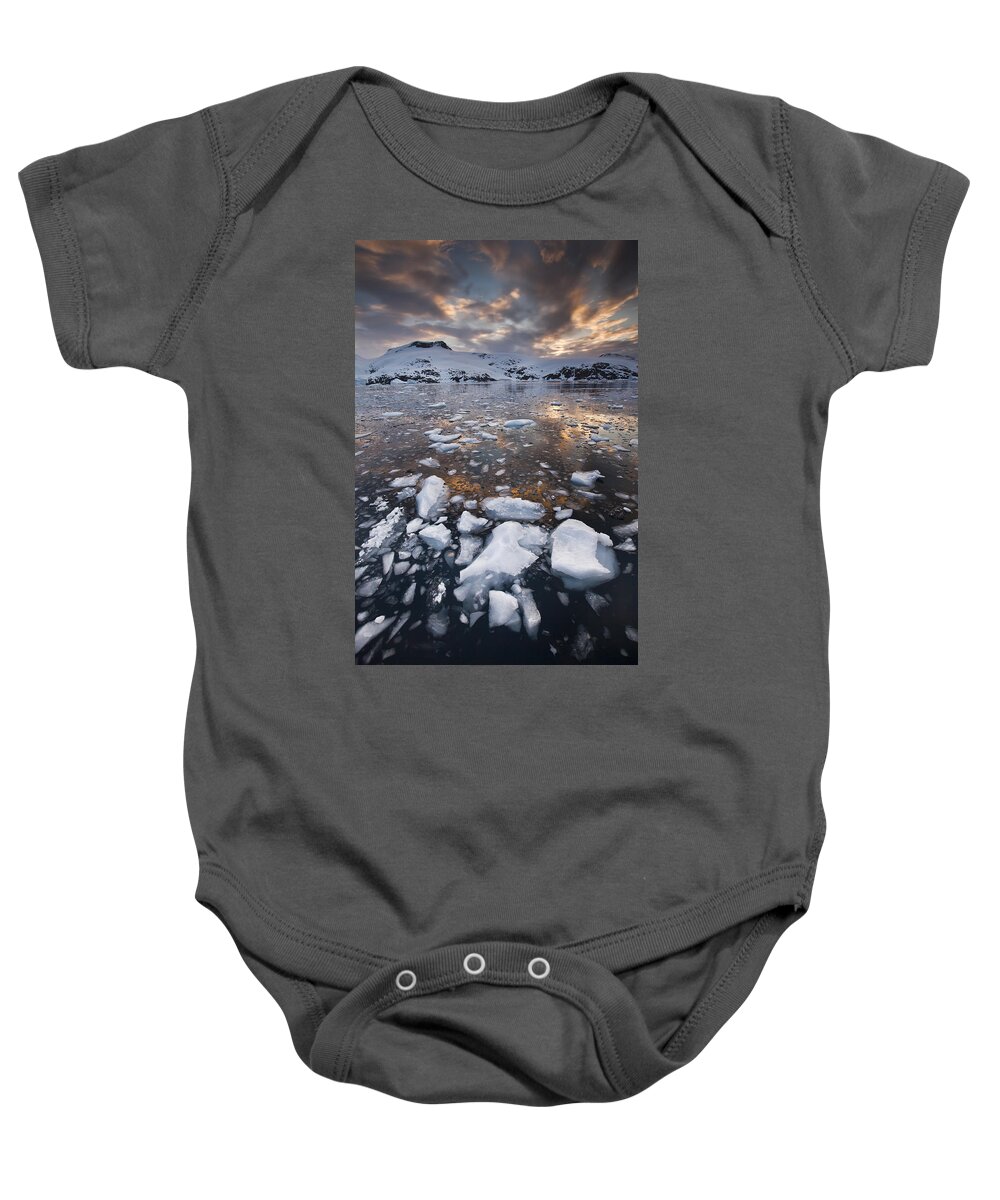 00451400 Baby Onesie featuring the photograph Brash Ice At Sunset Cierva Cove by Colin Monteath