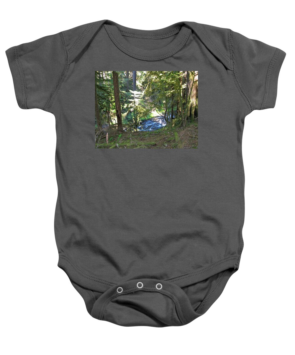 Butte Creek Baby Onesie featuring the photograph Butte Creek by Linda Hutchins